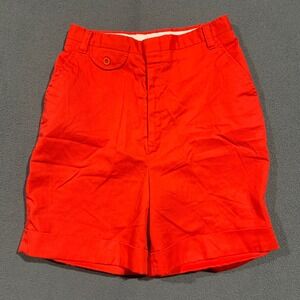 Vintage High Waisted Cherry Red Cuffed Bermuda Shorts Cotton Blend Size 26 Waist
